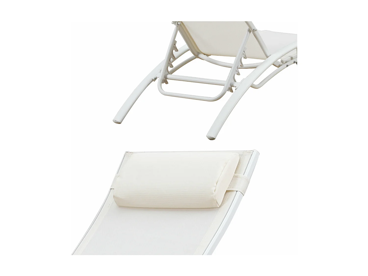 2er Set Liegestühle GALAPAGOS aus weißem Textilene - weißes Aluminium