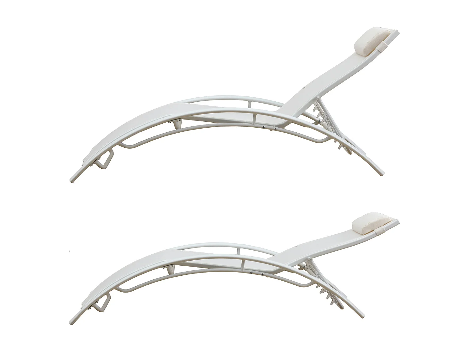 Set van 2 GALAPAGOS witte textilene ligstoelen - wit aluminium