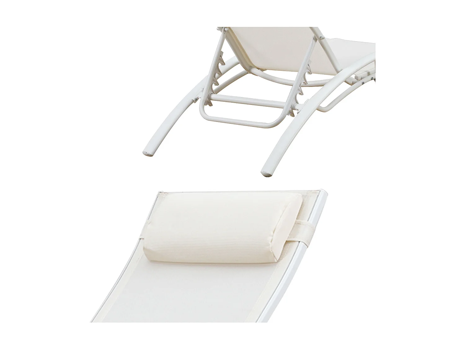 Set van 2 GALAPAGOS witte textilene ligstoelen - wit aluminium