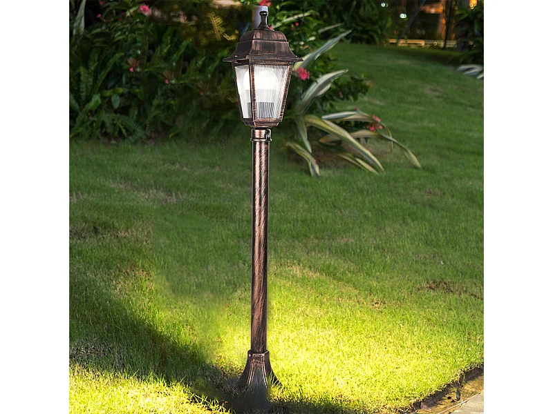 Lampadaire extérieur Keighley 100 cm E27 cuivre brossé [lux.pro]