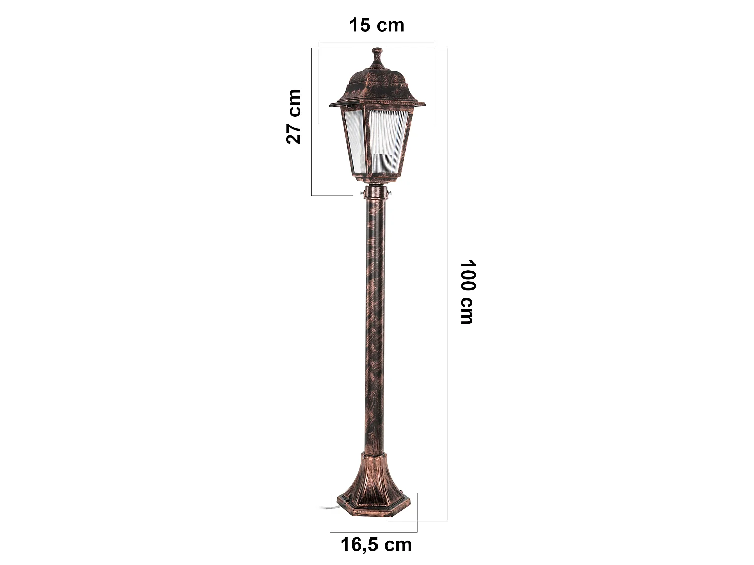 Lampadaire extérieur Keighley 100 cm E27 cuivre brossé [lux.pro]