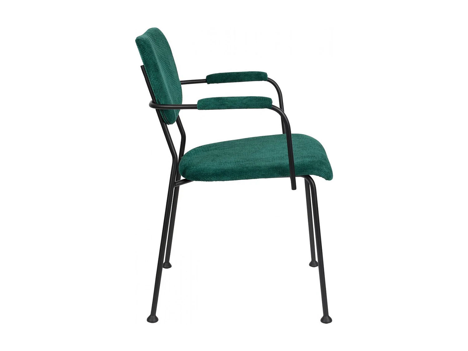 BENSON - Chaise Accoudoirs en Velours Vert Tendance