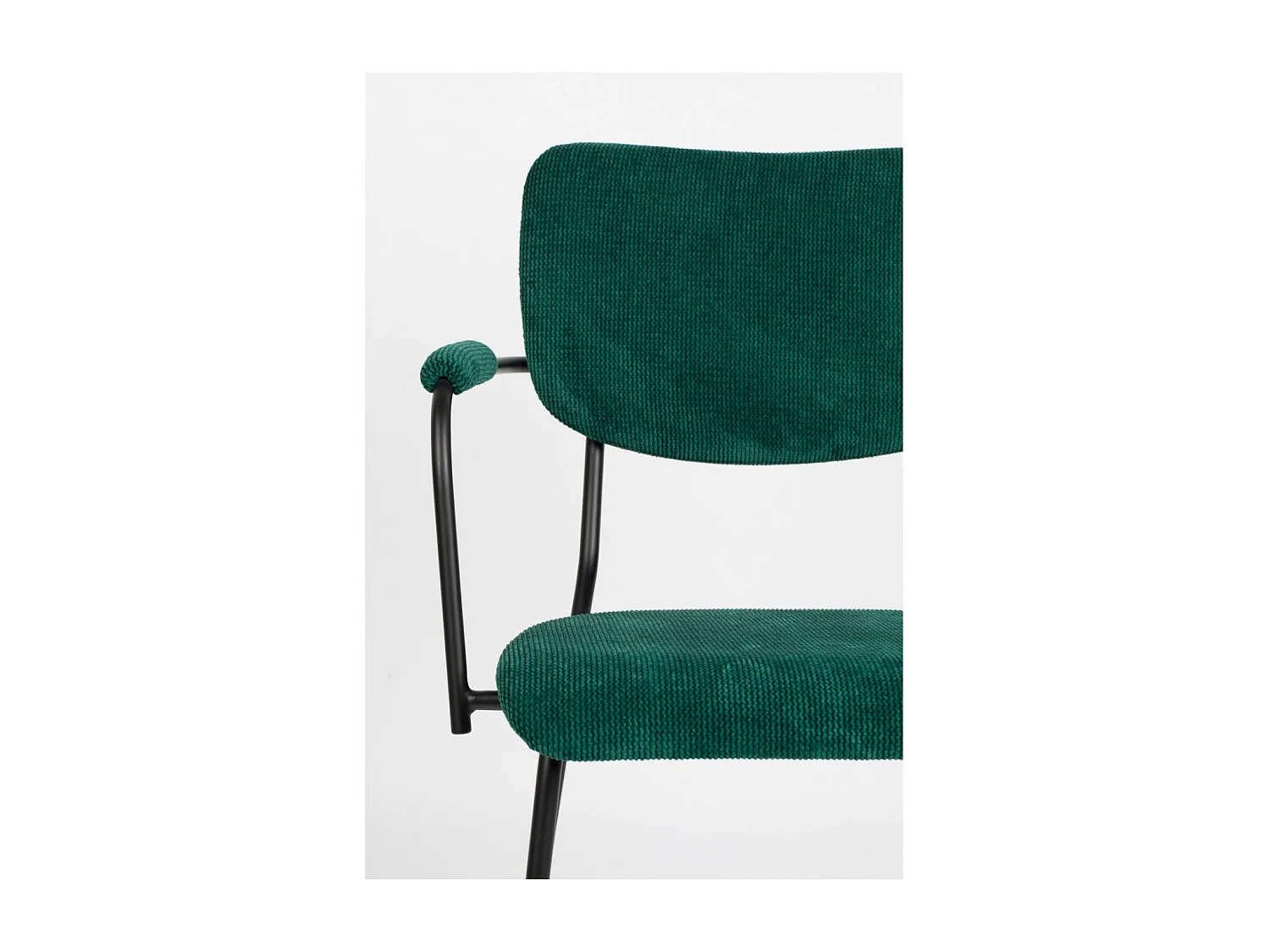 BENSON - Chaise Accoudoirs en Velours Vert Tendance