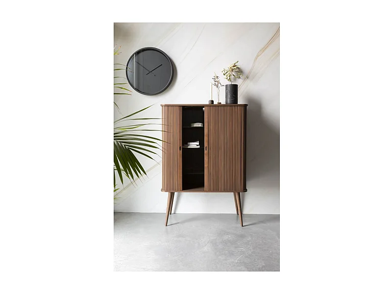 Barbier - Buffet haut en bois - Couleur - Bois foncé