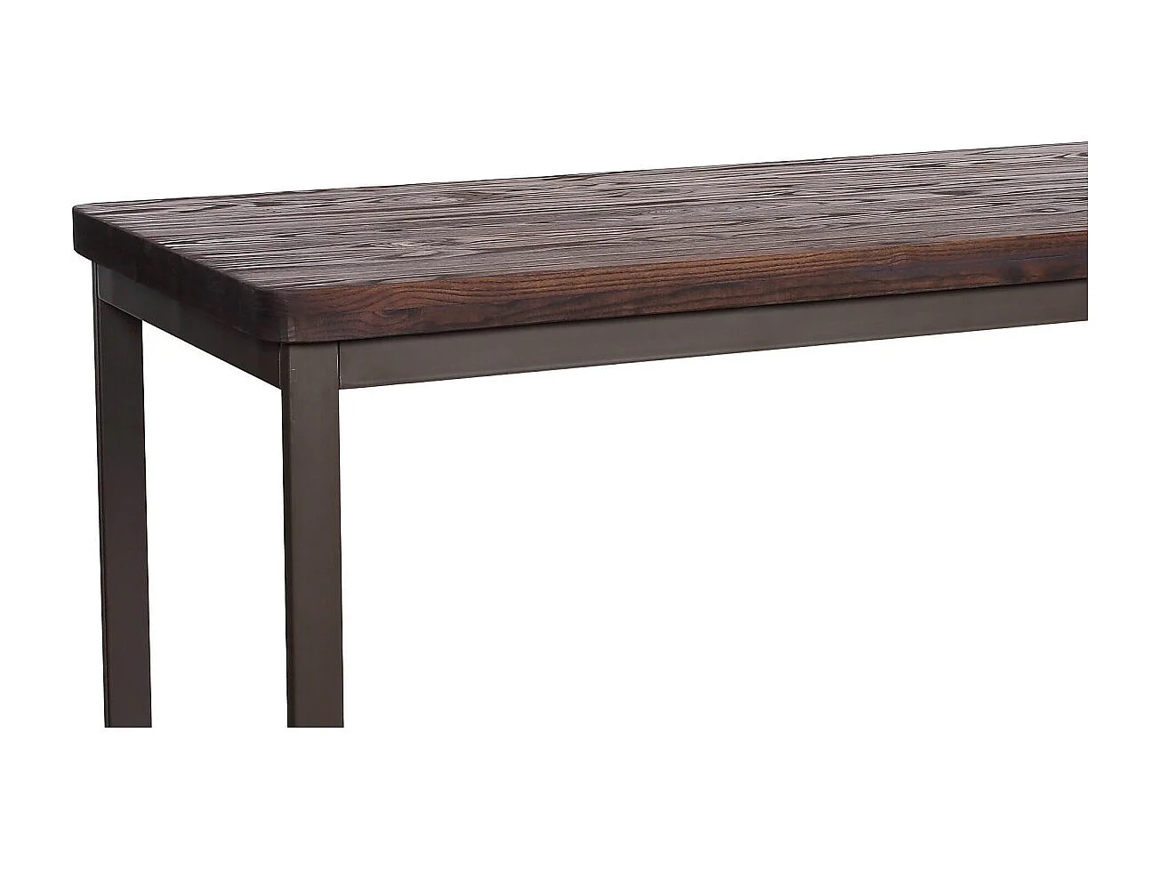 NEVADA - Table et chaises hautes en orme massif foncé et acier gris