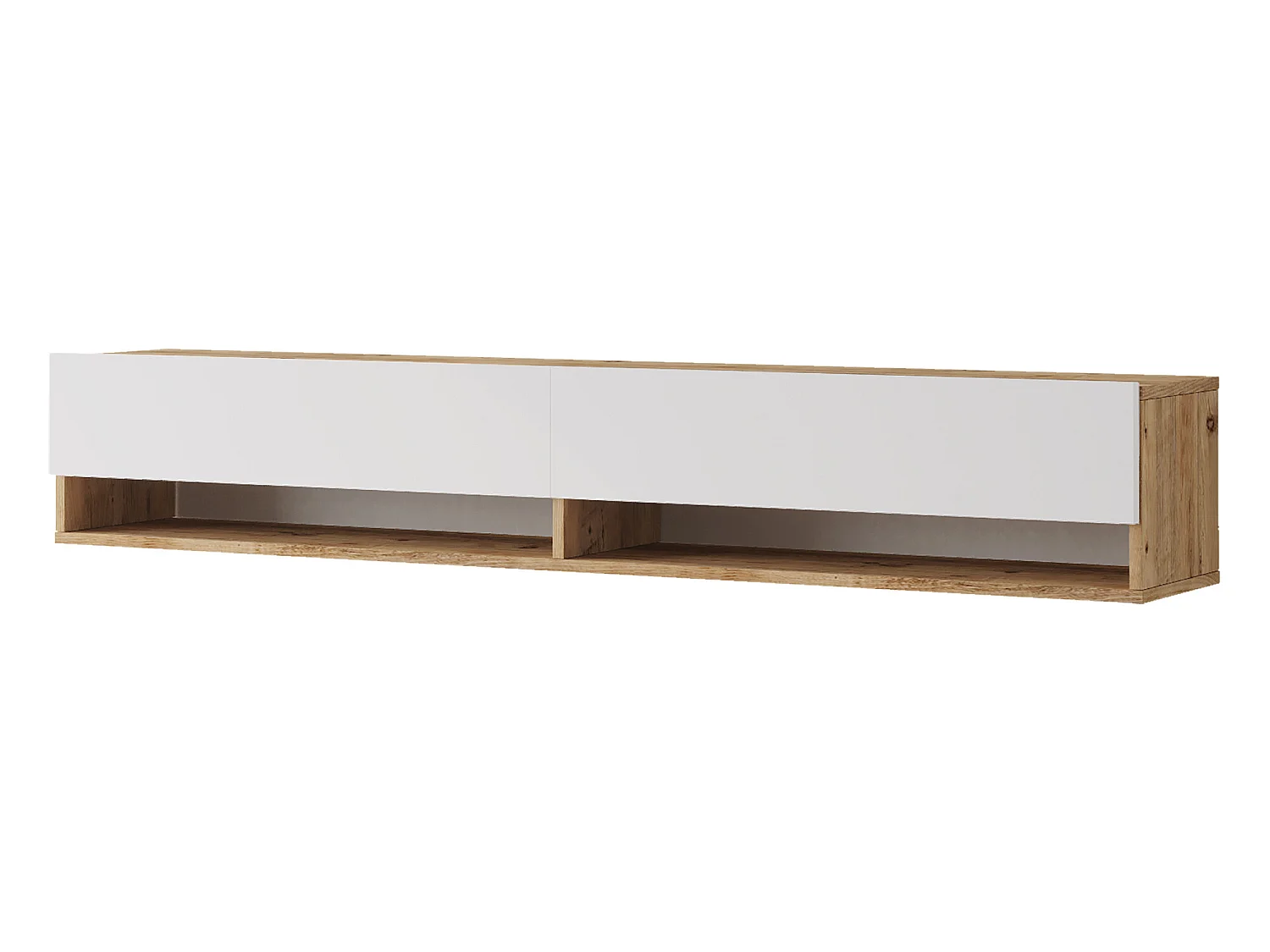 Meuble TV Laitila à 2 portes 29,5 x 180 x 31,5 cm effet bois de pin / blanc [en.casa]