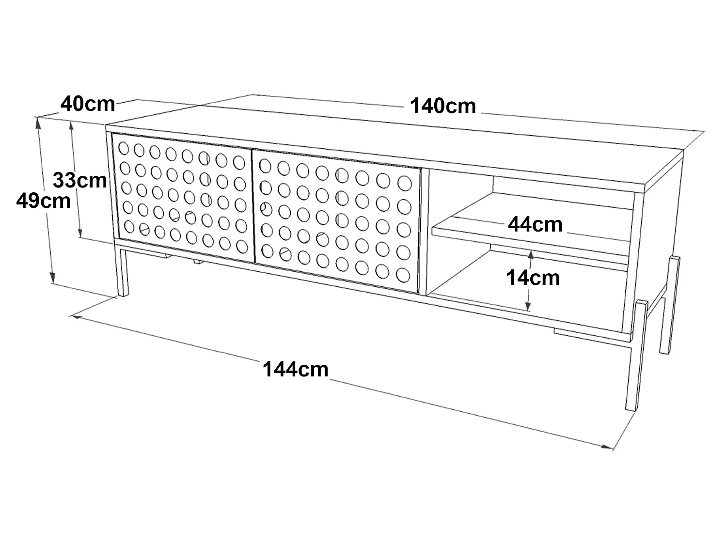 Meuble TV Lemi à 2 portes 49 x 144 x 40 cm chêne gris / anthracite [en.casa]