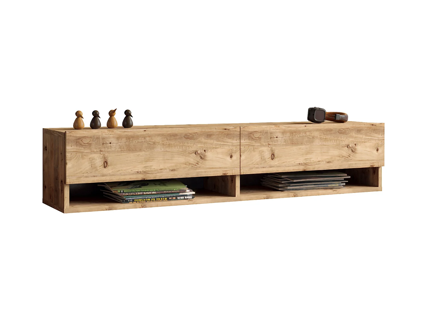 Meuble TV Laitila à 2 portes 29,5 x 140 x 31,5 cm effet bois de pin [en.casa]