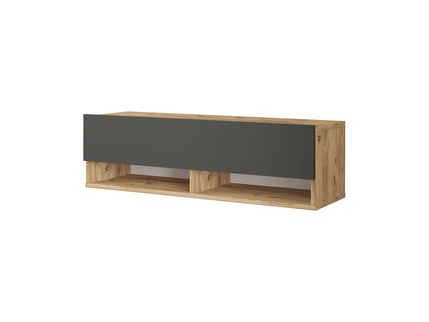 Meuble TV Laitila à porte 29,5 x 100 x 31,5 cm effet bois de pin / anthracite [en.casa]