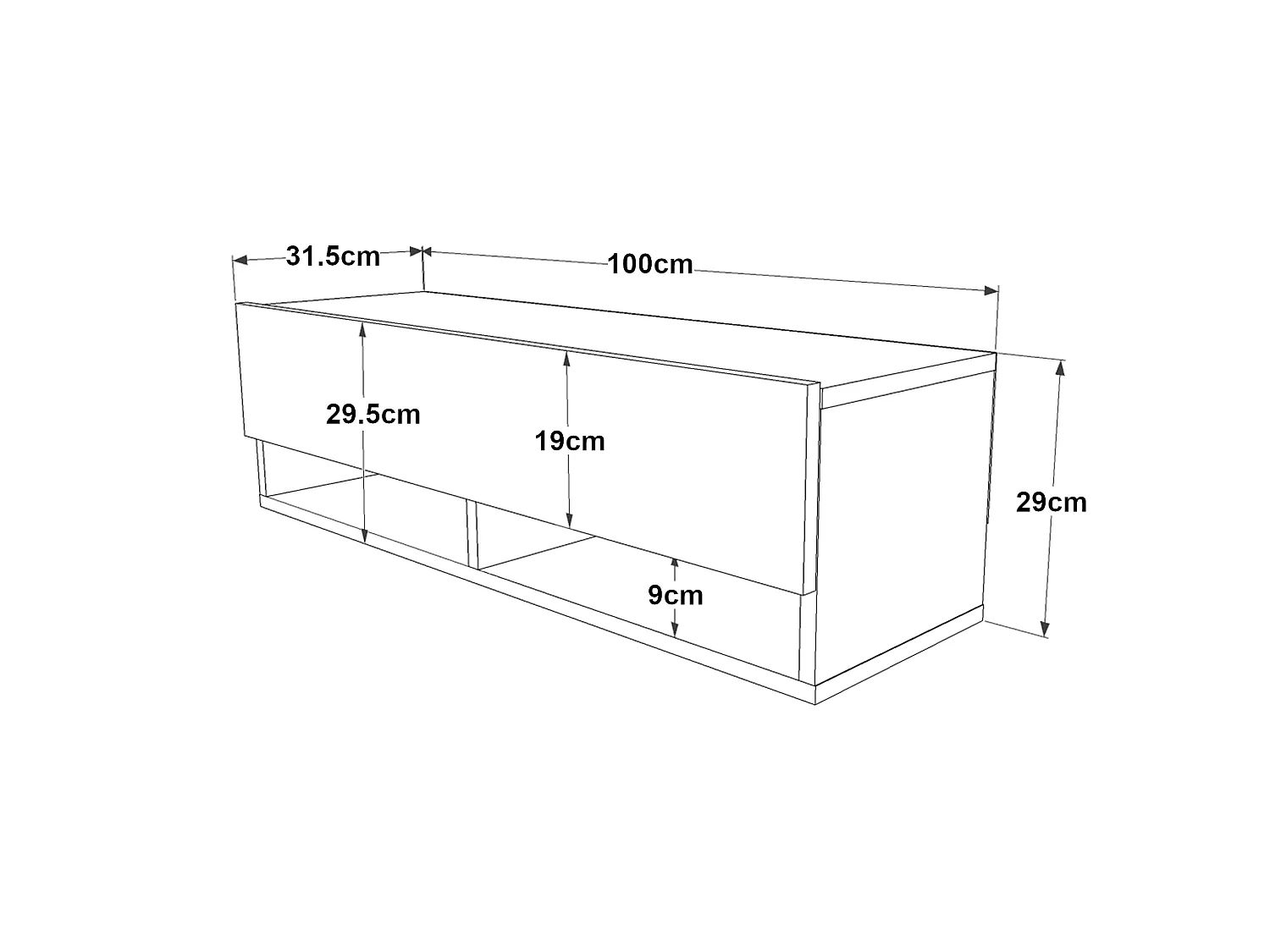Meuble TV Laitila à porte 29,5 x 100 x 31,5 cm effet bois de pin / anthracite [en.casa]