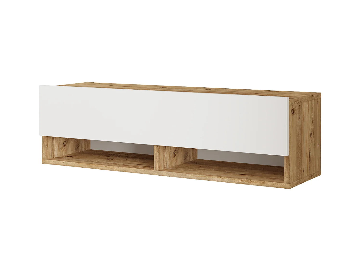 Meuble TV Laitila à porte 29,5 x 100 x 31,5 cm effet bois de pin / blanc [en.casa]