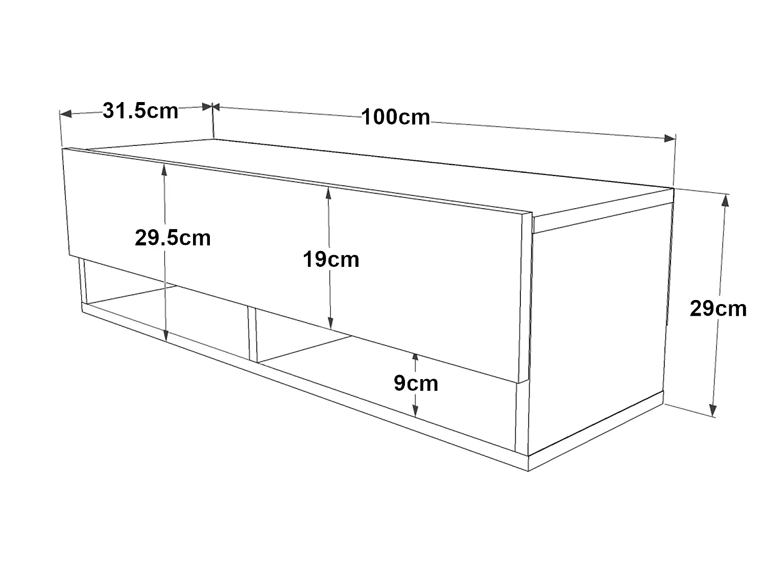 Meuble TV Laitila à porte 29,5 x 100 x 31,5 cm effet bois de pin / blanc [en.casa]