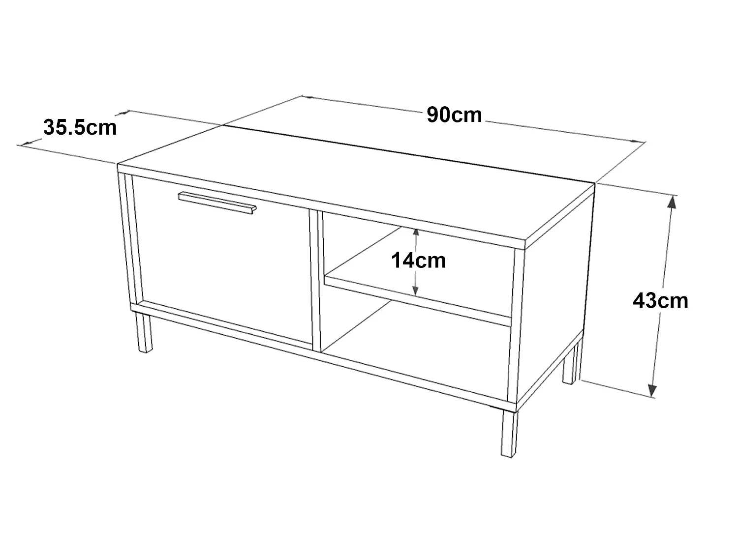 Meuble TV Liperi à porte 43 x 90 x 35,5 cm chêne gris / anthracite [en.casa]