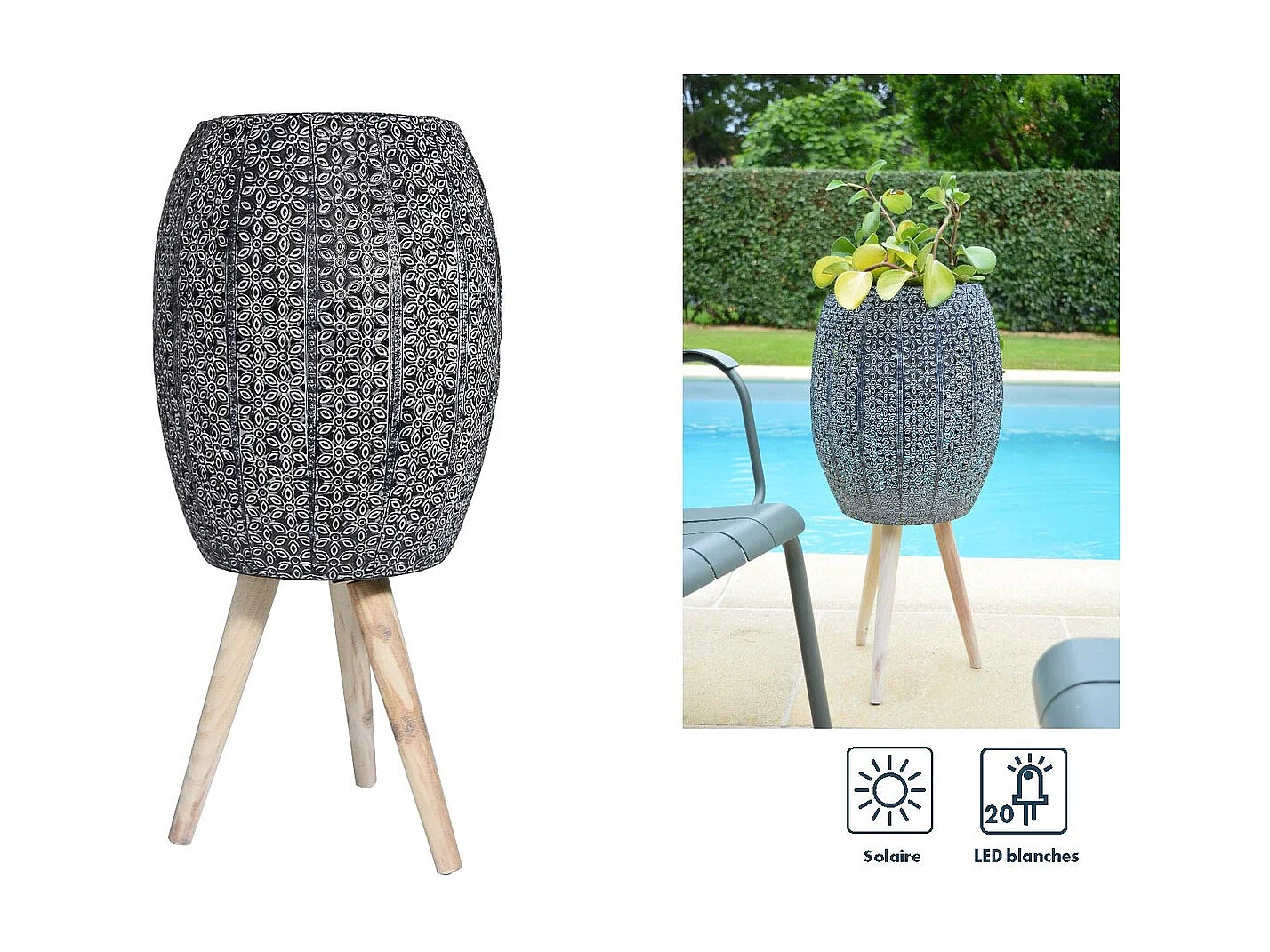 Pot lumineux solaire h60cm - Orium