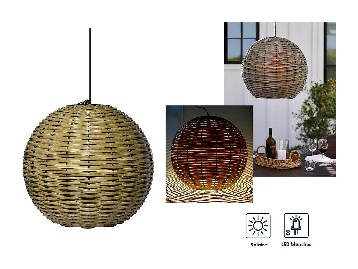 Suspension solaire tressée Alicia Ø42cm - Orium
