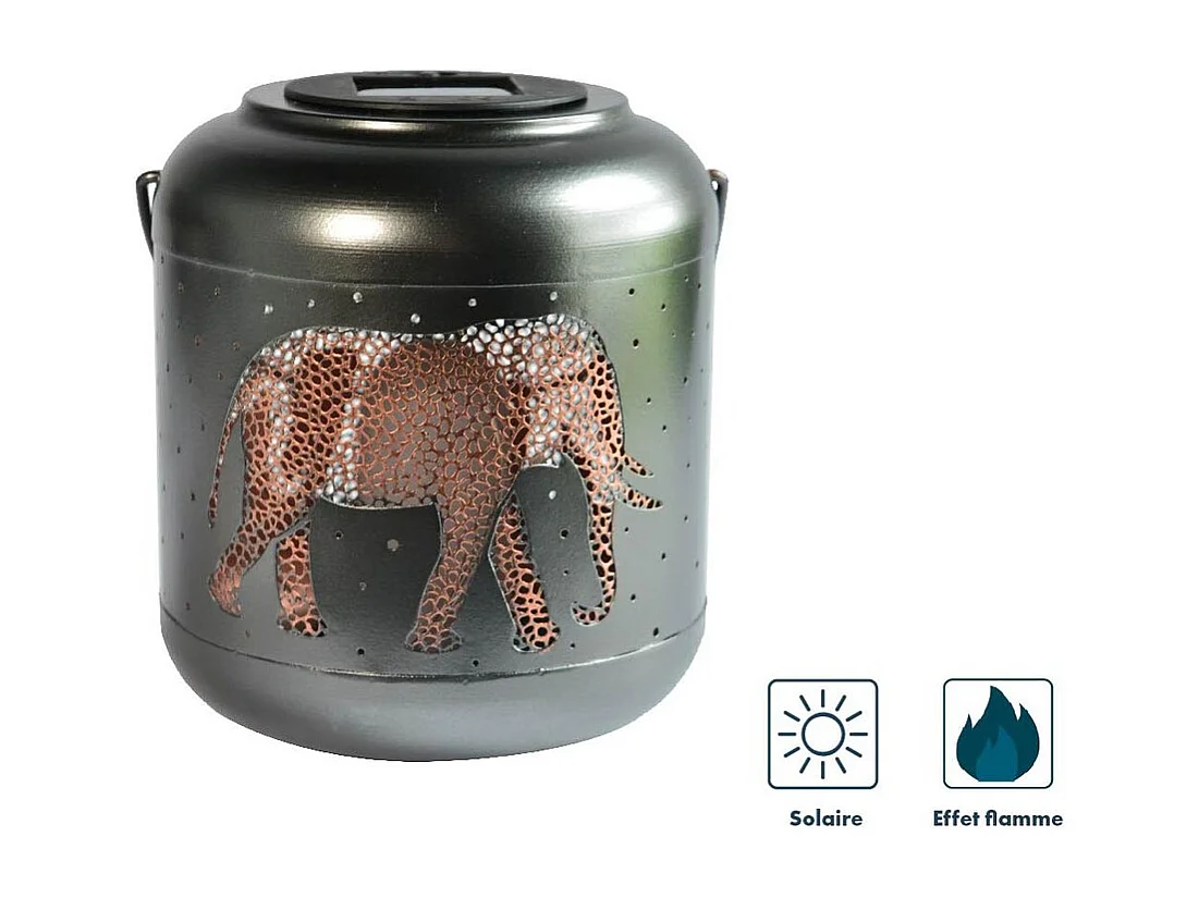 Lanterne métal solaire Jungle 18cm - Orium
