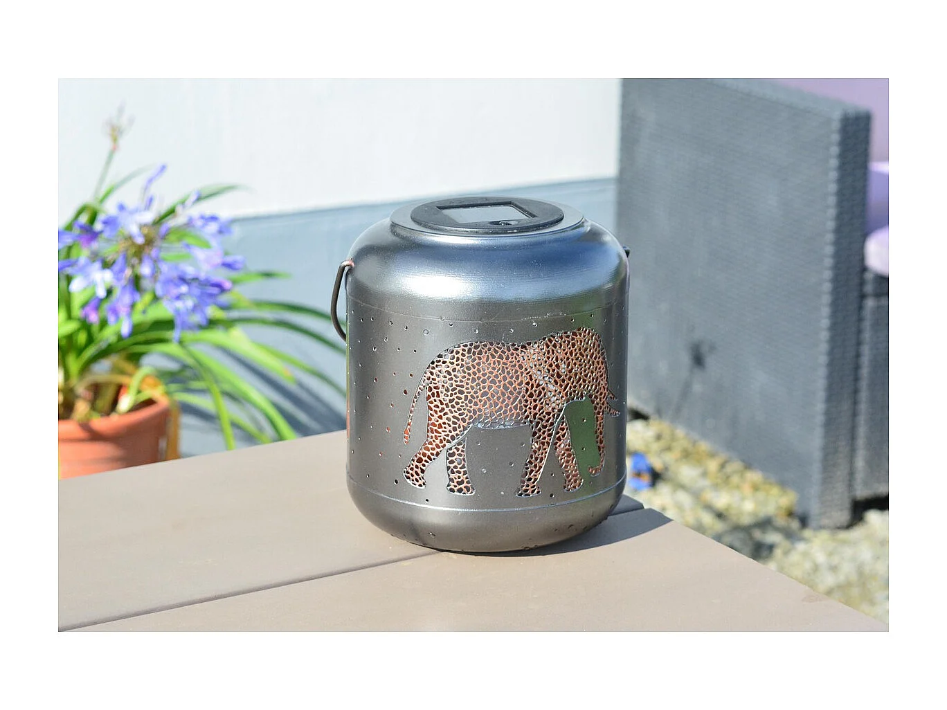 Lanterne métal solaire Jungle 18cm - Orium