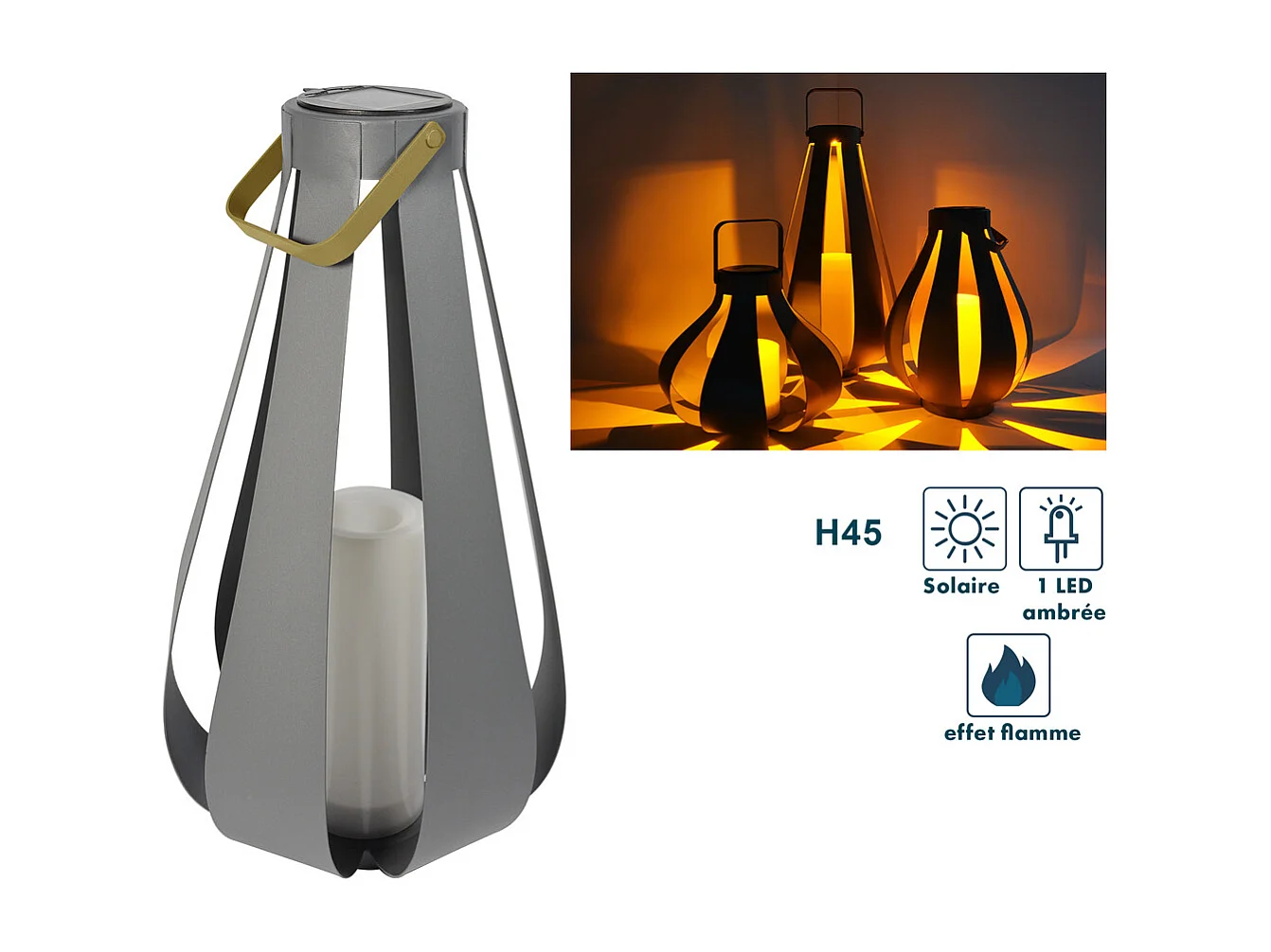 Lanterne solaire Palme h45cm - Orium