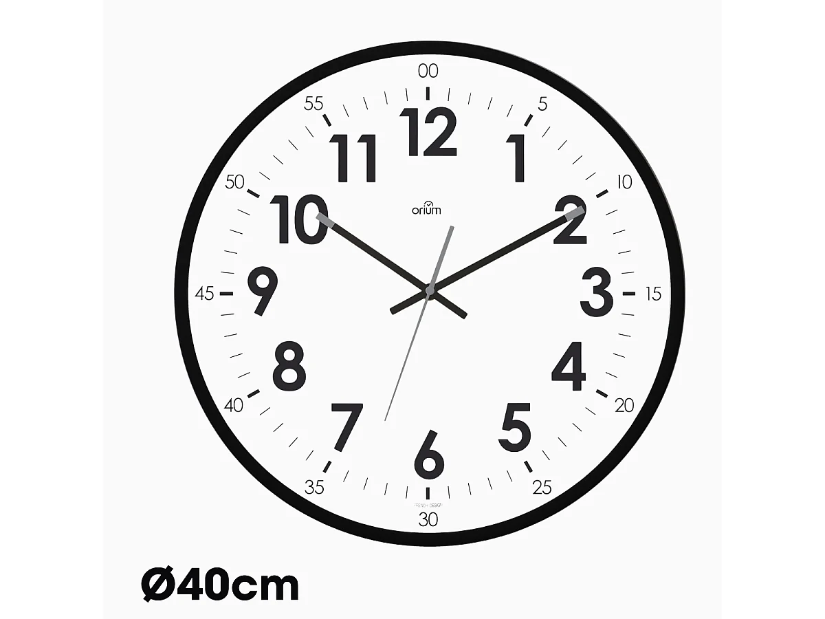 Horloge quartz silencieuse Oris Ø40cm - Noir - Orium