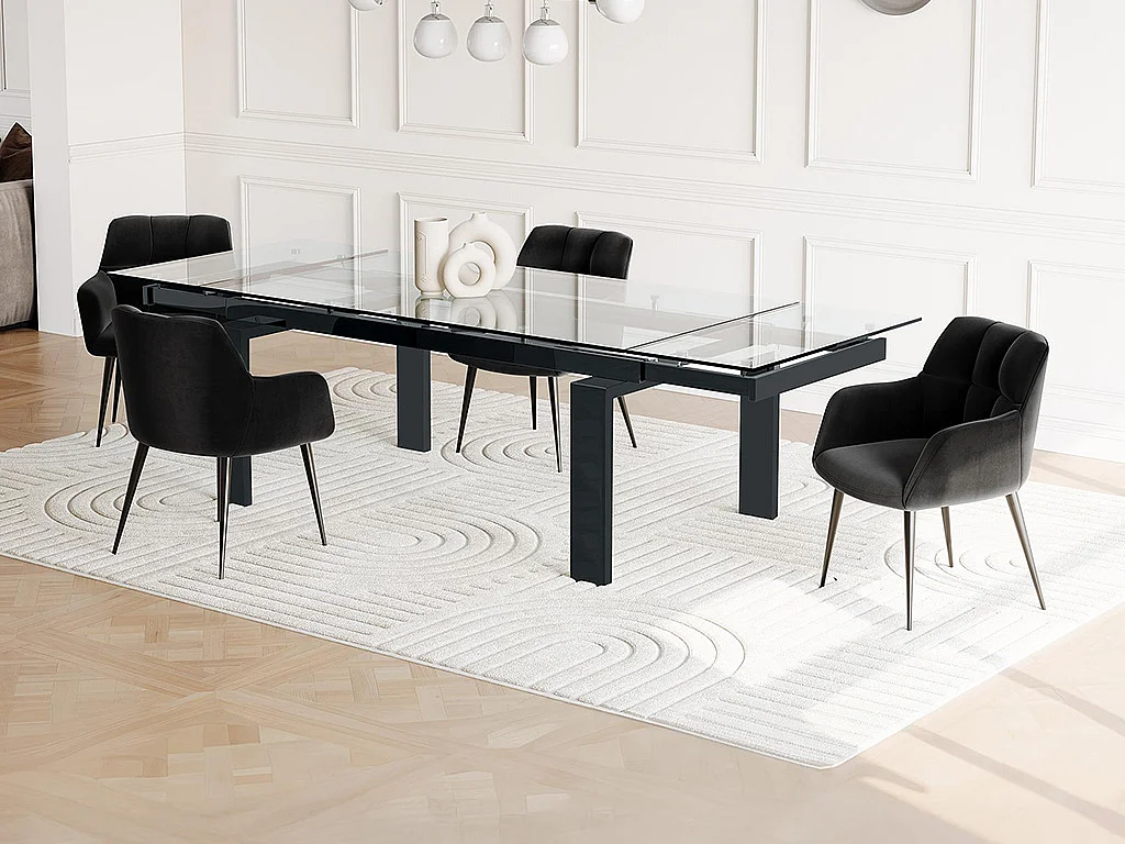 Ensemble table LUBANA + 4 chaises PEGA - Transparent et noir
