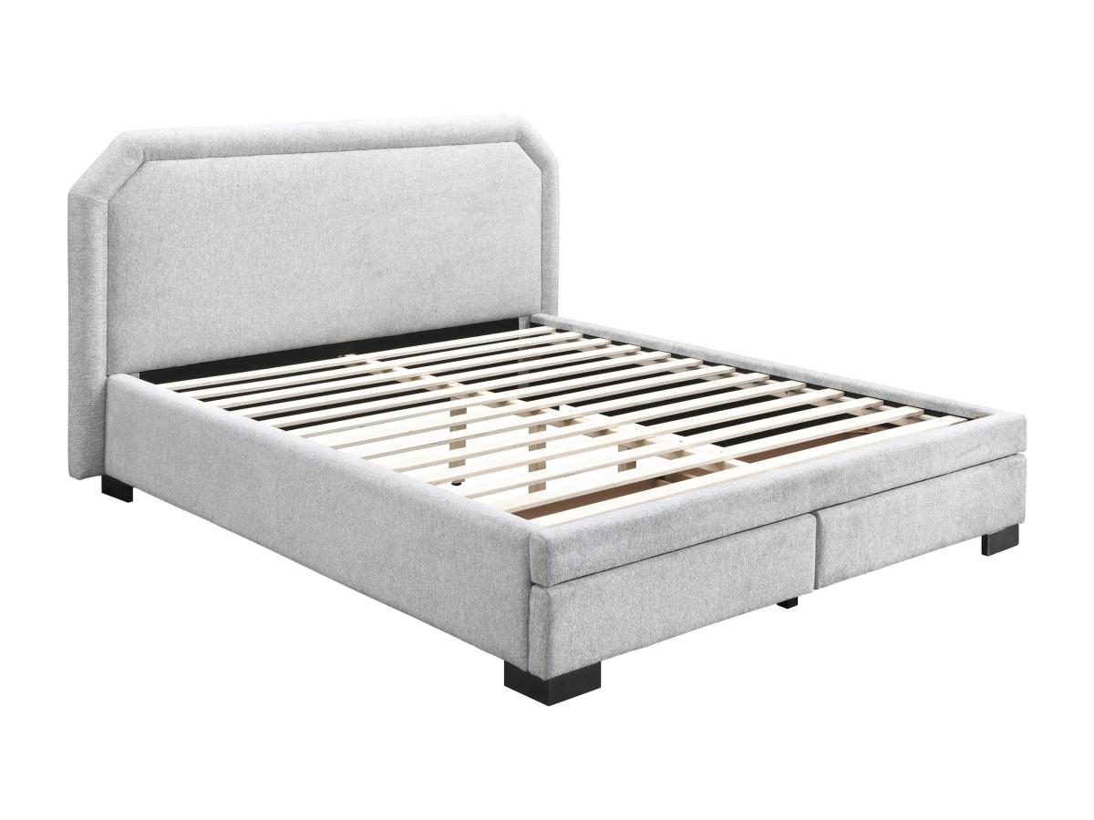 Bett mit Schubladen 140 x 190 cm - Stoff - Hellgrau - INASTO günstig online kaufen