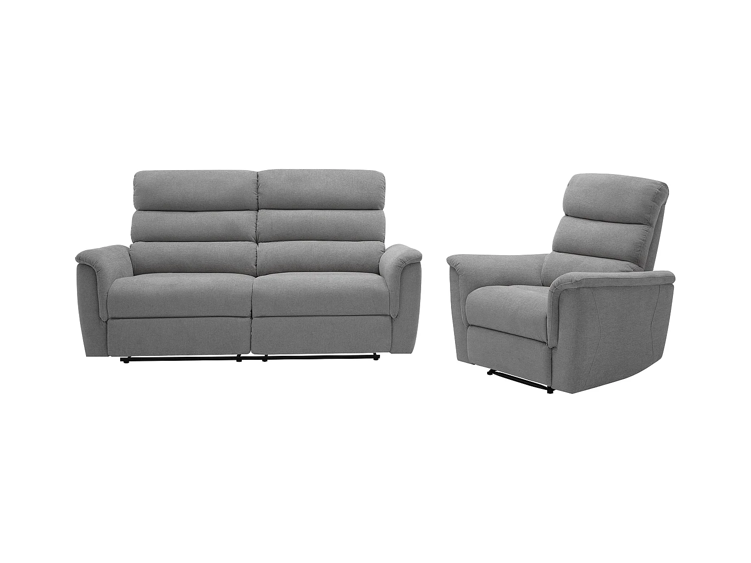 Elektrische relax-driezitsbank en -fauteuil van grijze stof CARTASIA