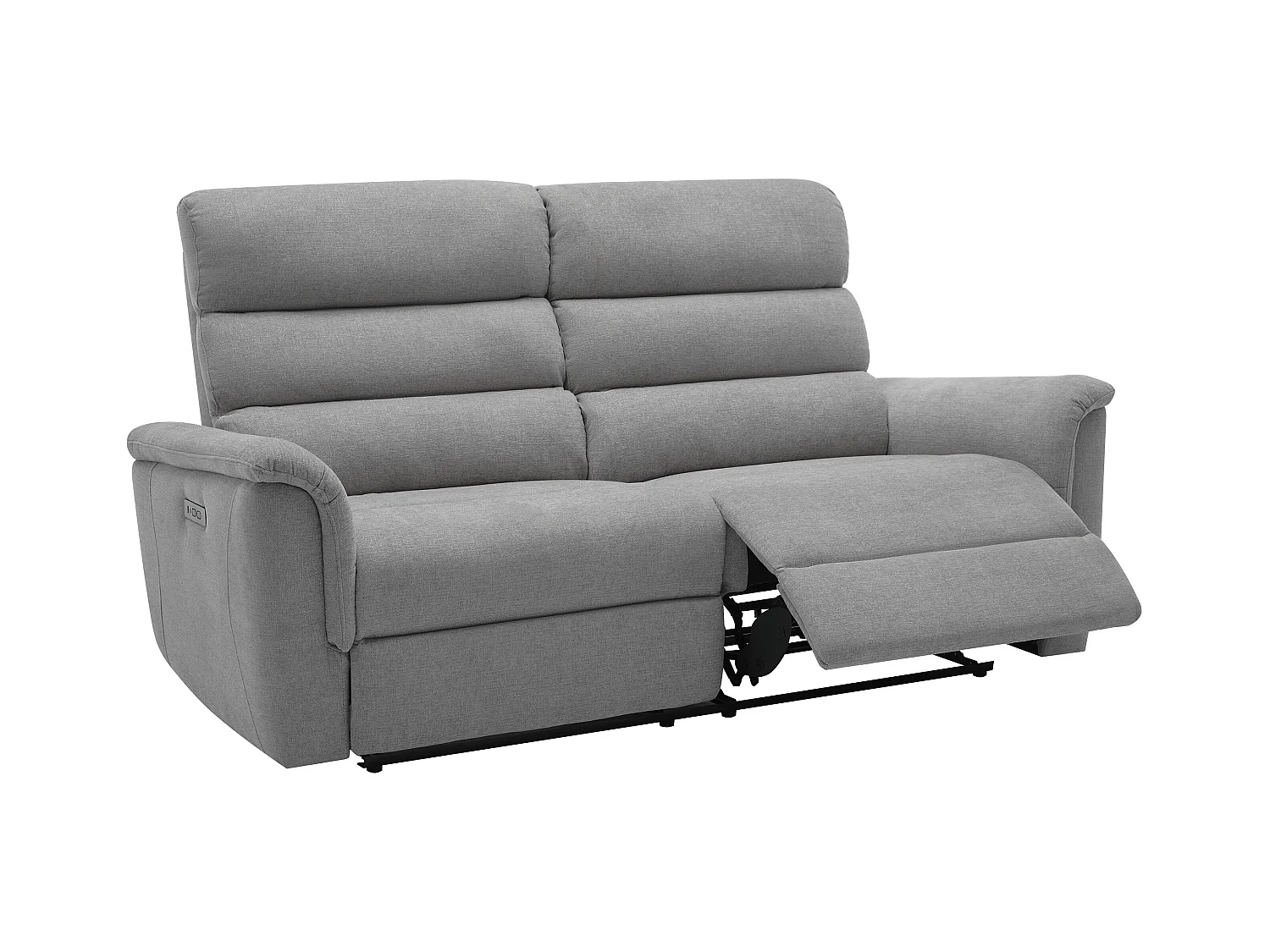 Elektrische relax-driezitsbank en -fauteuil van grijze stof CARTASIA