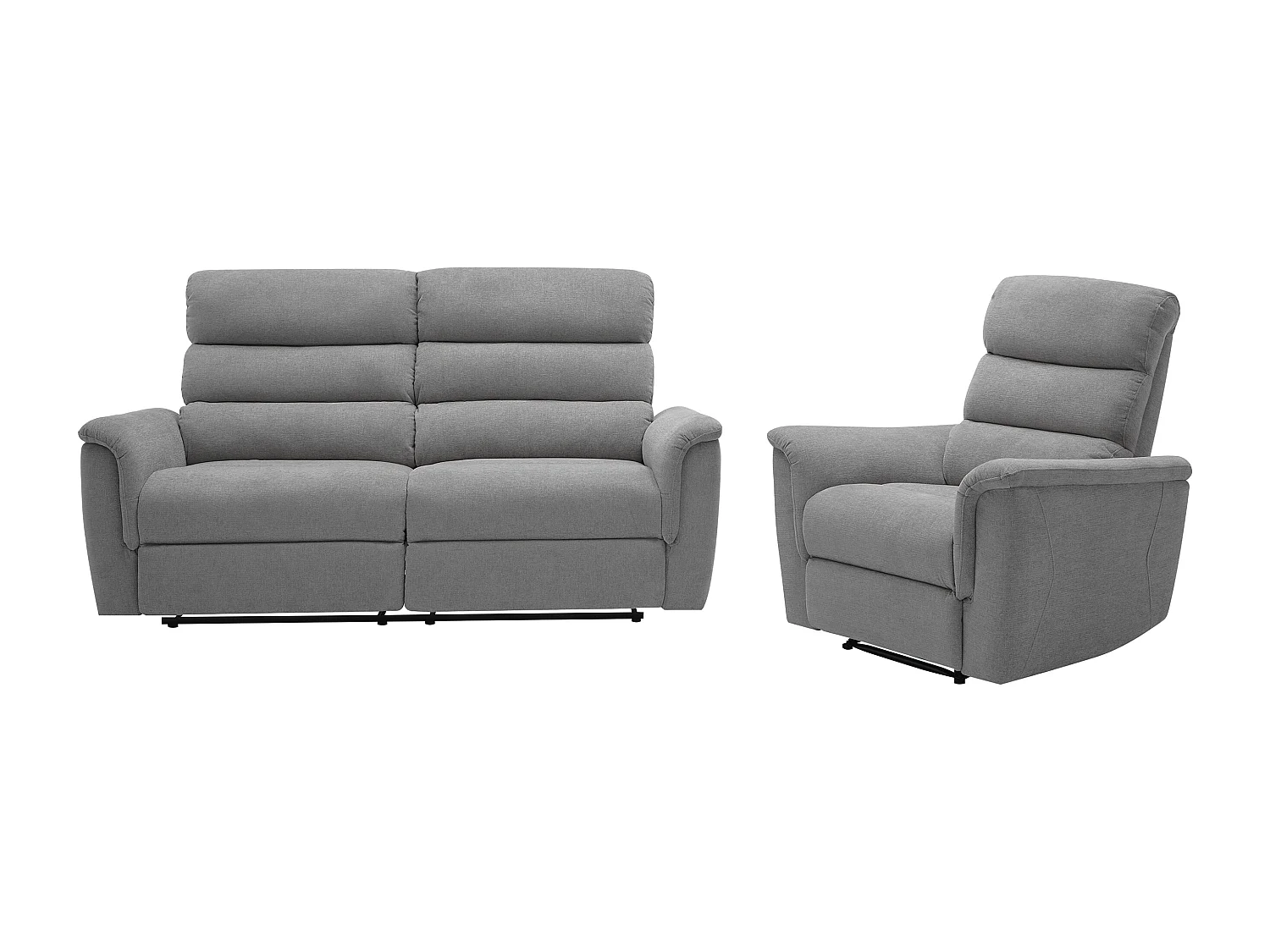 Canapé 3 places et fauteuil relax électrique en tissu gris CARTASIA