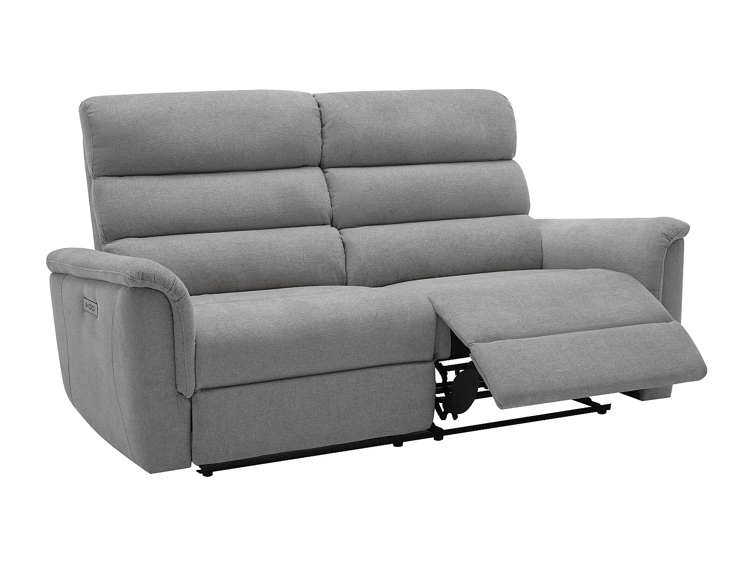 Canapé 3 places et fauteuil relax électrique en tissu gris CARTASIA