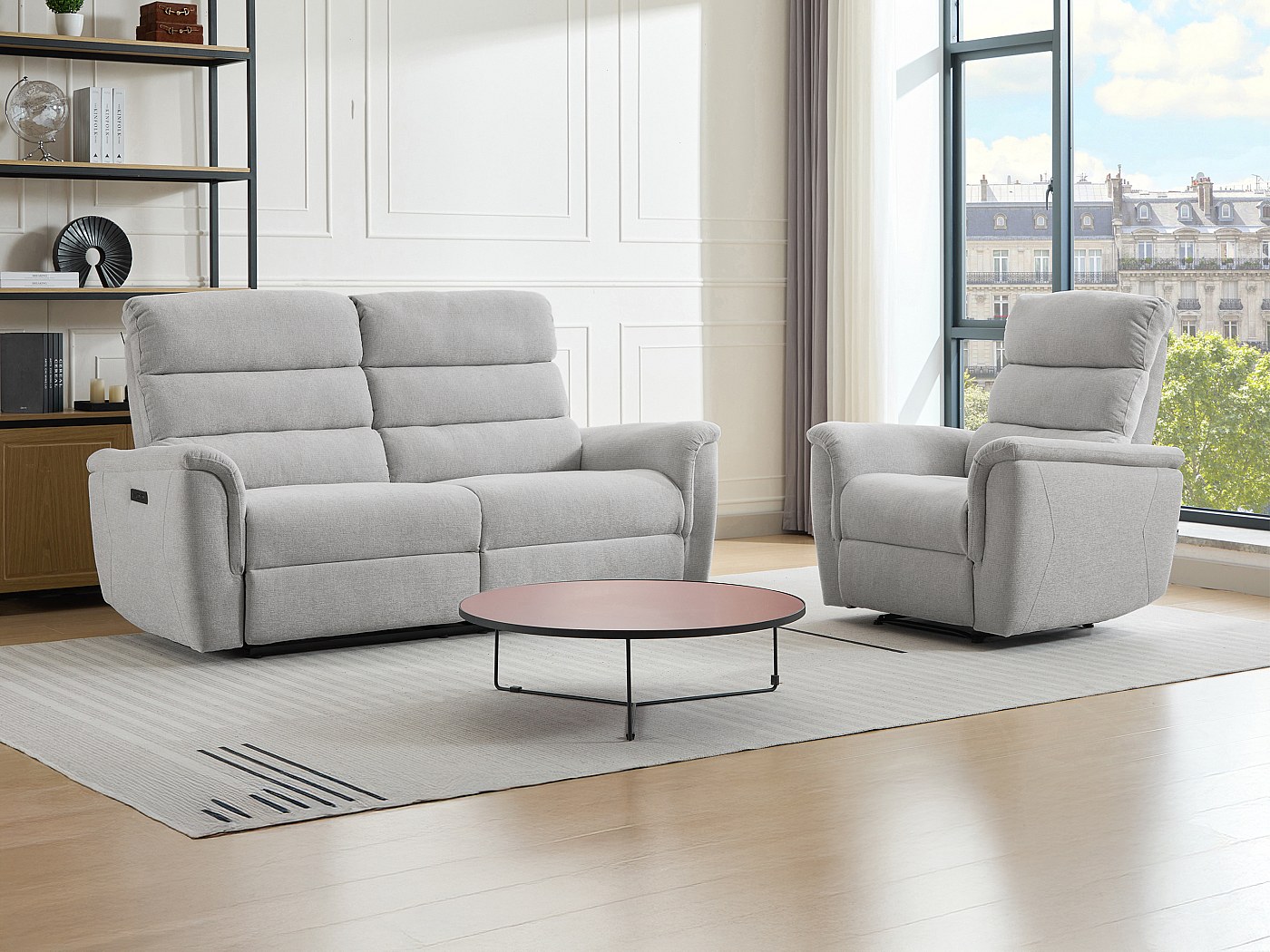 Canapé D'angle 3 Places Avec Pouf Amovible - Modulaire, Convertible En Lit, LED Et USB Intégrés