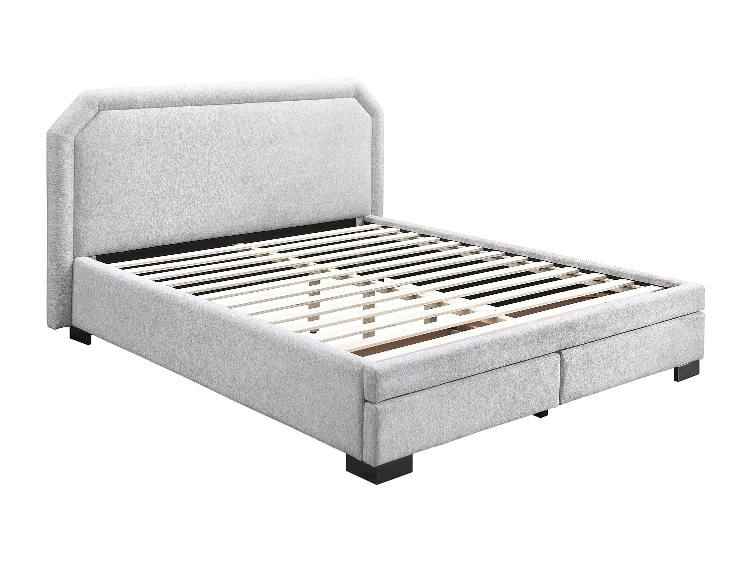 Bett mit Schubladen 180 x 200 cm - Stoff - Hellgrau - INASTO günstig online kaufen