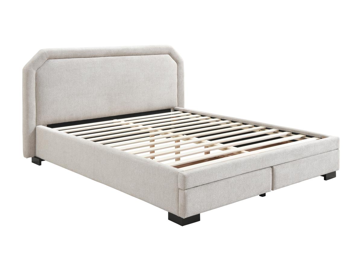 Bett mit Schubladen 140 x 190 cm - Stoff - Beige - INASTO günstig online kaufen