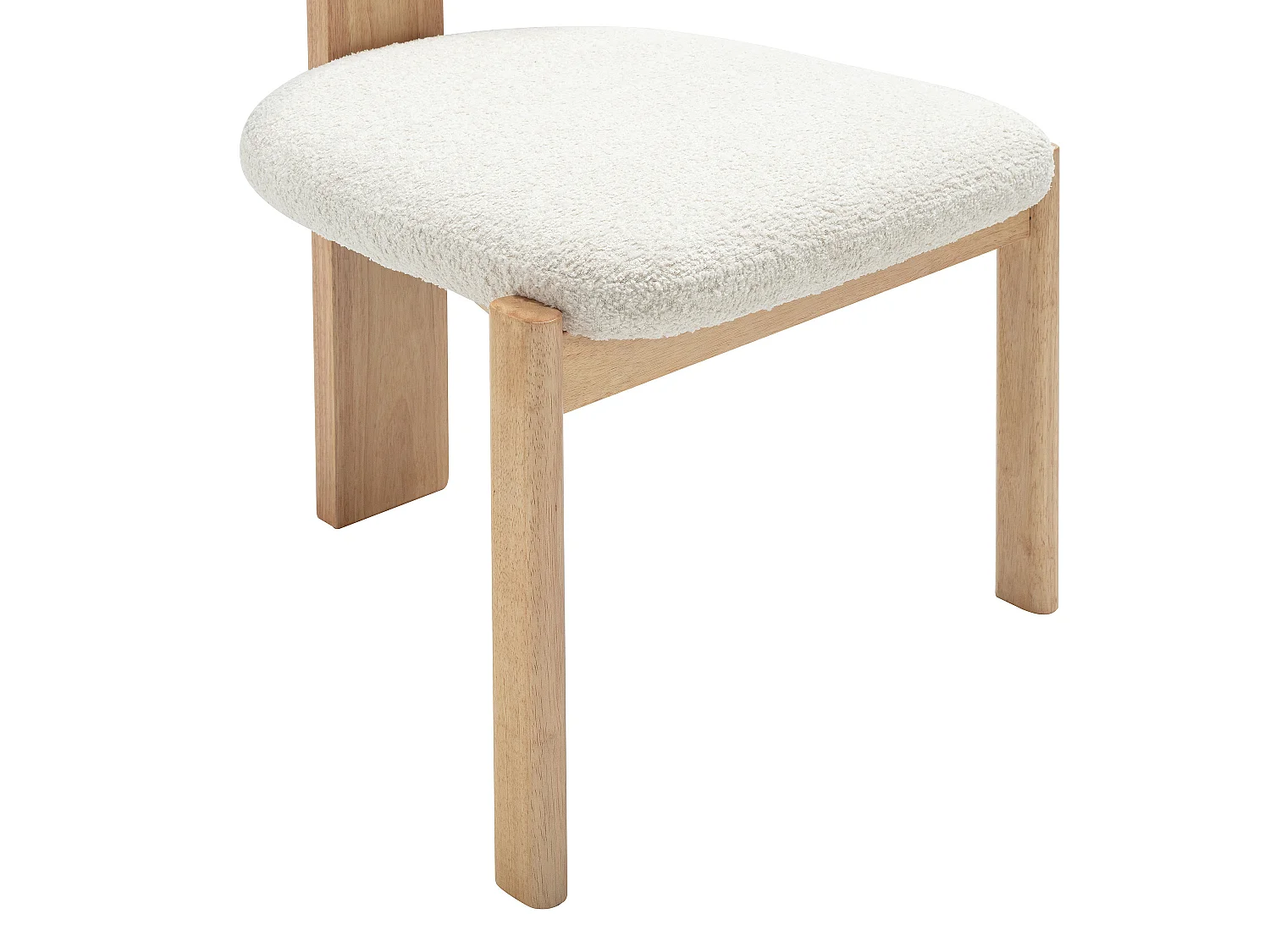 Lot de 2 chaises en tissu bouclette et bois d'hévéa - Blanc - WILANA