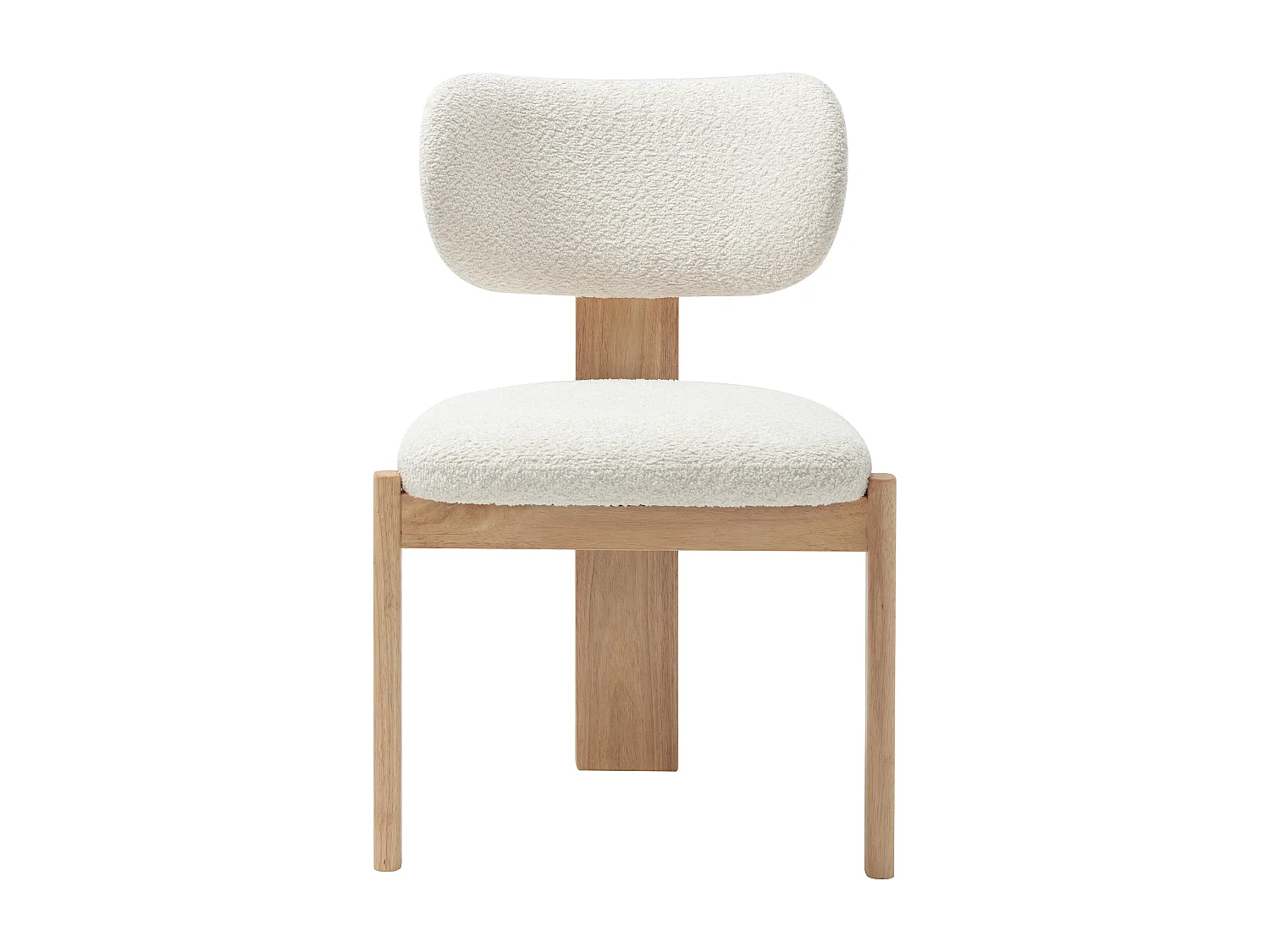 Lot de 2 chaises en tissu bouclette et bois d'hévéa - Blanc - WILANA