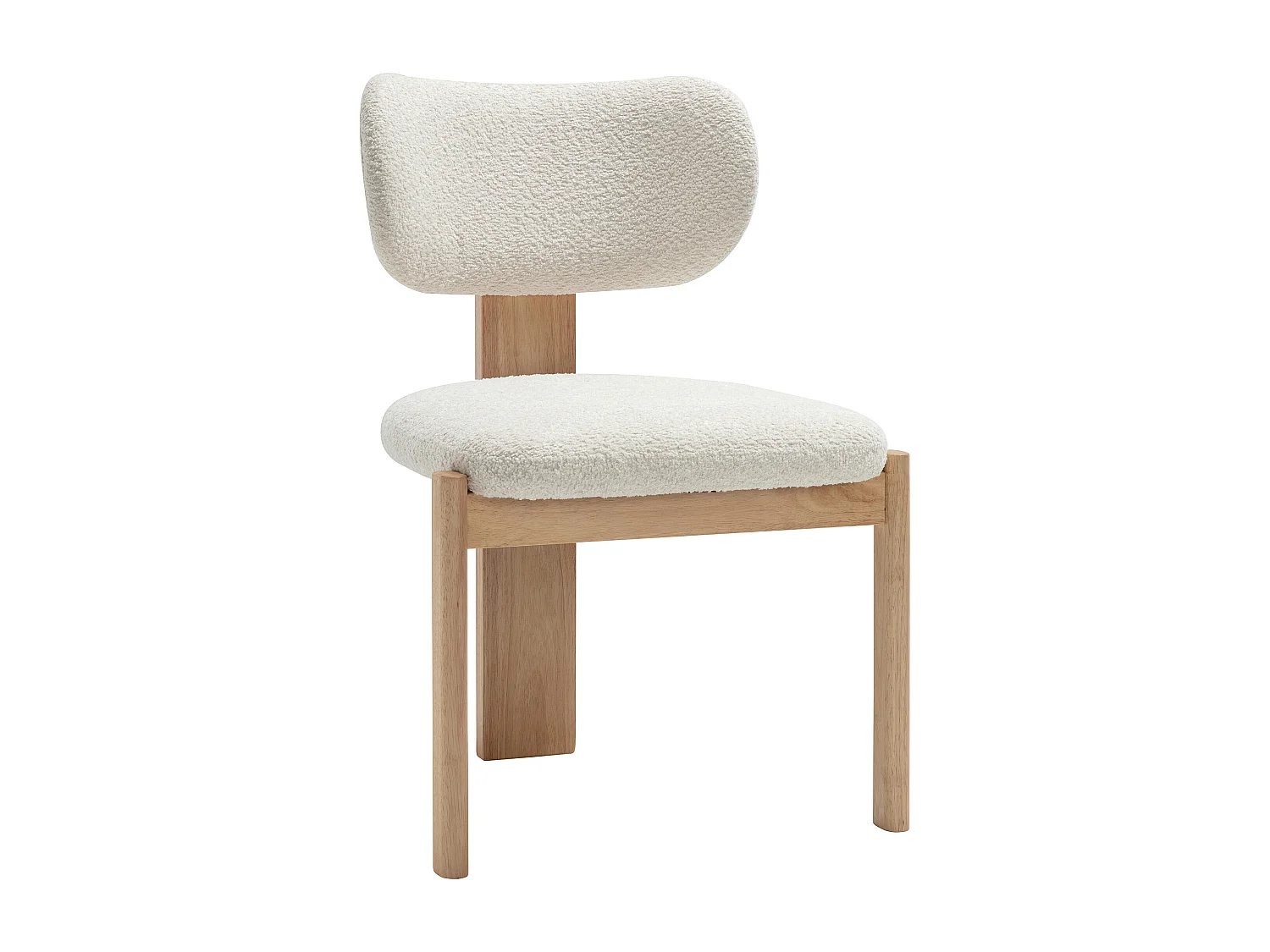 Lot de 2 chaises en tissu bouclette et bois d'hévéa - Blanc - WILANA