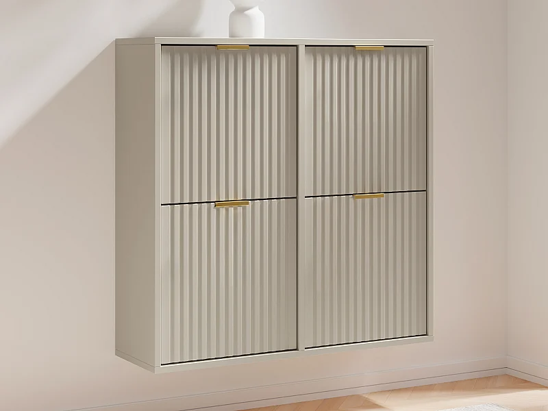 Schoenenkast met 4 uitklapbare vakken - Beige en goud - FRALYN van Pascal Morabito