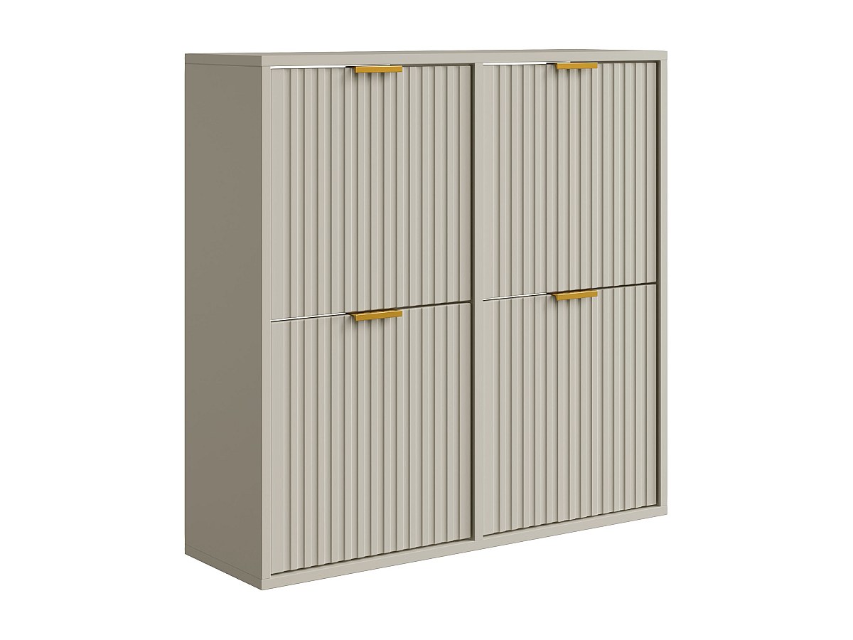 Schuhschrank mit 4 Klappfächern - Beige und Gold - FRALYN von Pascal Morabi günstig online kaufen