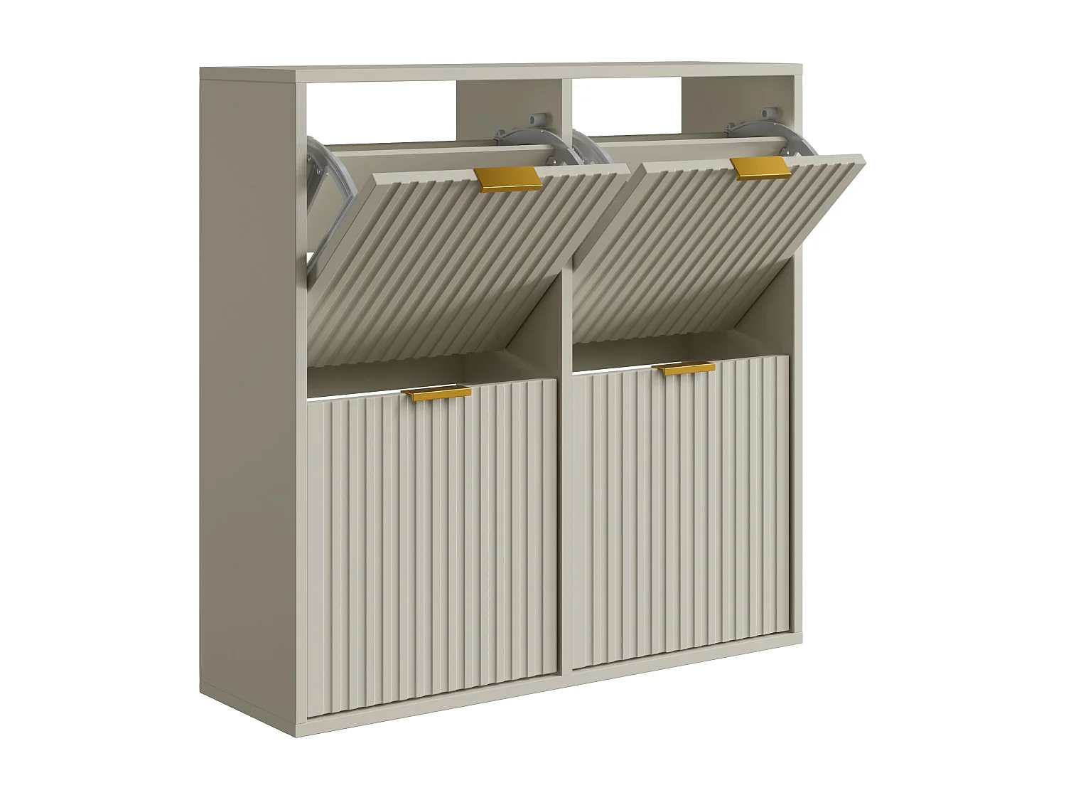 Meuble à chaussures avec 4 compartiments abattants - Beige et doré - FRALYN de Pascal Morabito