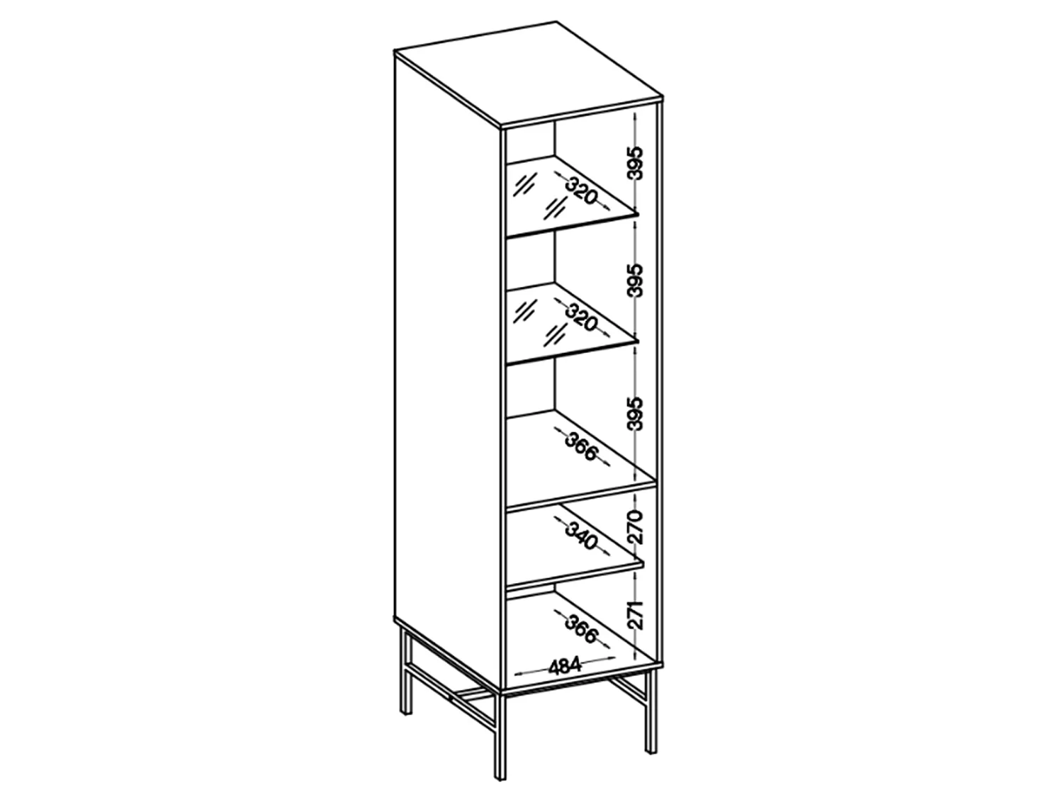 Vitrine haute 2 porte - 52 cm - Beige avec pieds dorés - OKTIO