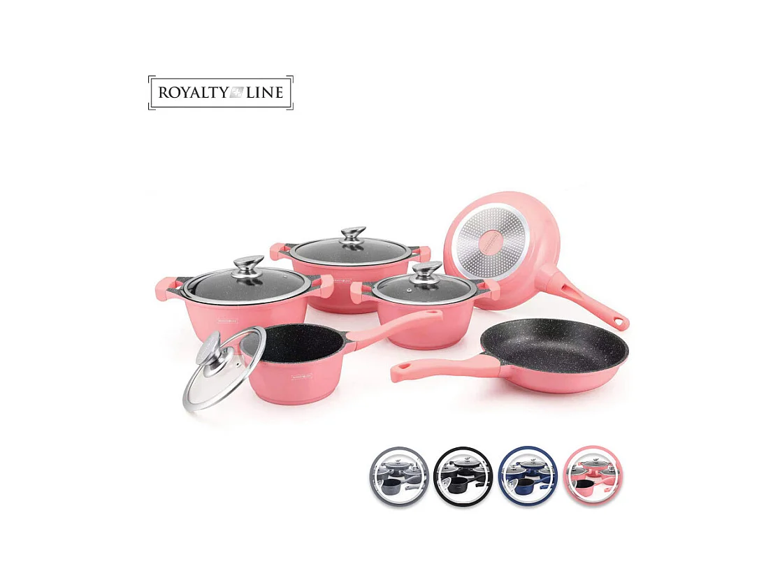 Royalty Line Pot de 10 pièces avec revêtement en céramique Bordeaux