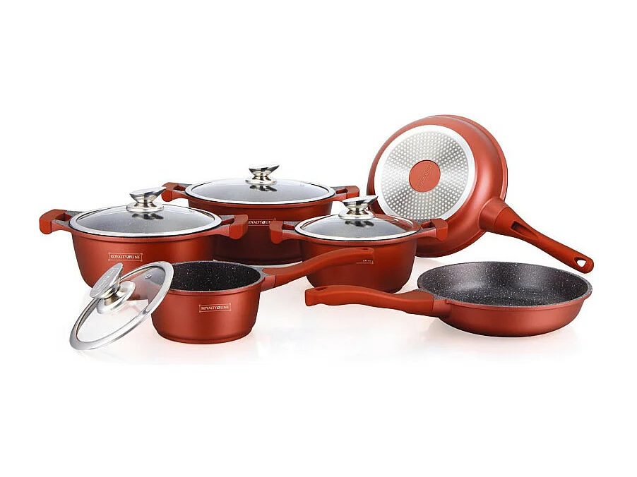 Royalty Line Pot de 10 pièces avec revêtement en céramique Bordeaux