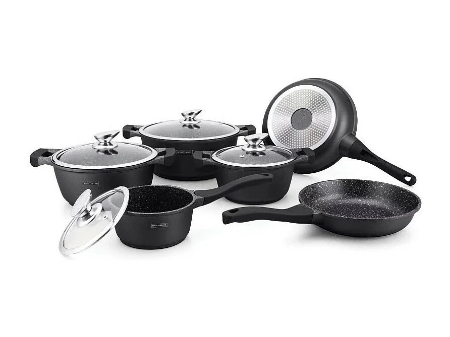 Conjunto de panelas com efeito mármore - 13 peças antiaderentes e antibacterianas