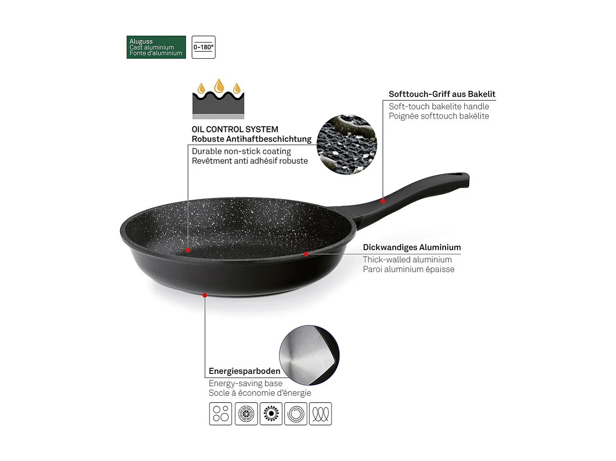 Pannenset met marmeren effect - 13 stuks, antiaanbaklaag en antibacterieel