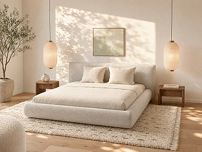 Letto contenitore 180 x 200 cm - Tessuto - Beige - MIRSIO