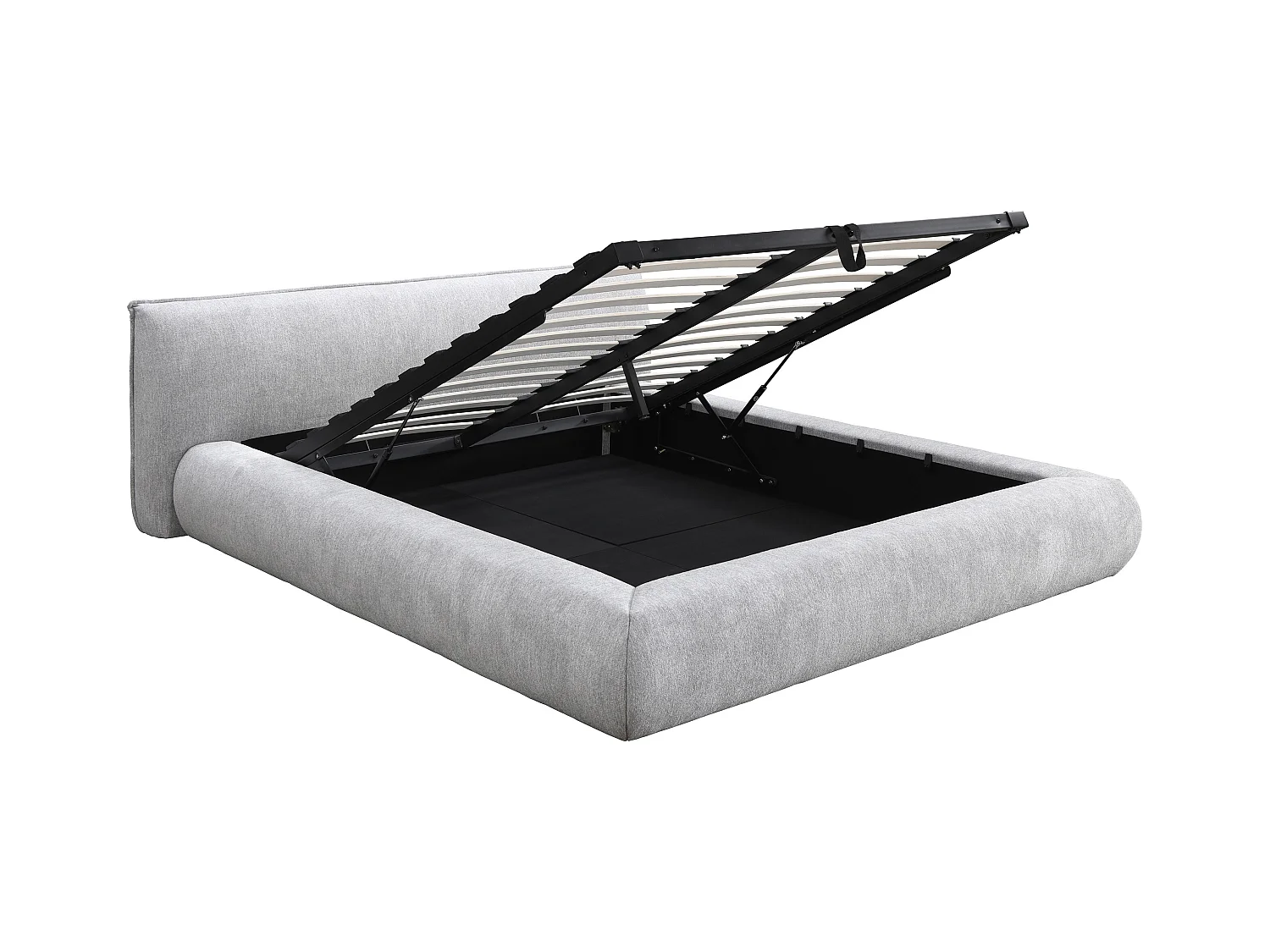 Lit coffre 160 x 200 cm - Tissu - Gris clair - MIRSIO