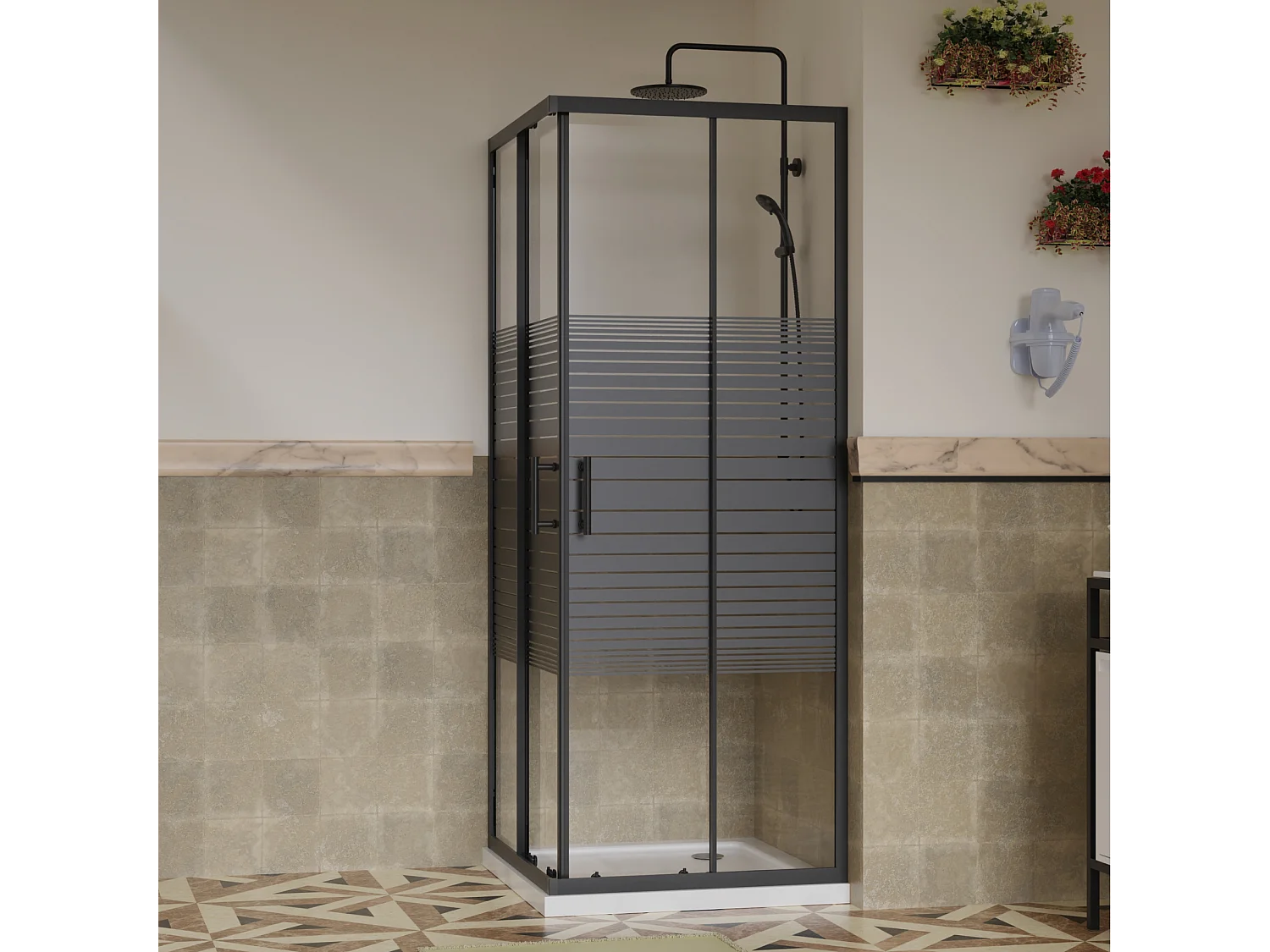 Box Doccia 70x90 Angolare Vetro Cristallo 6mm Temperato, Reversibile, Cabina Doccia Scorrevole 2 Lati