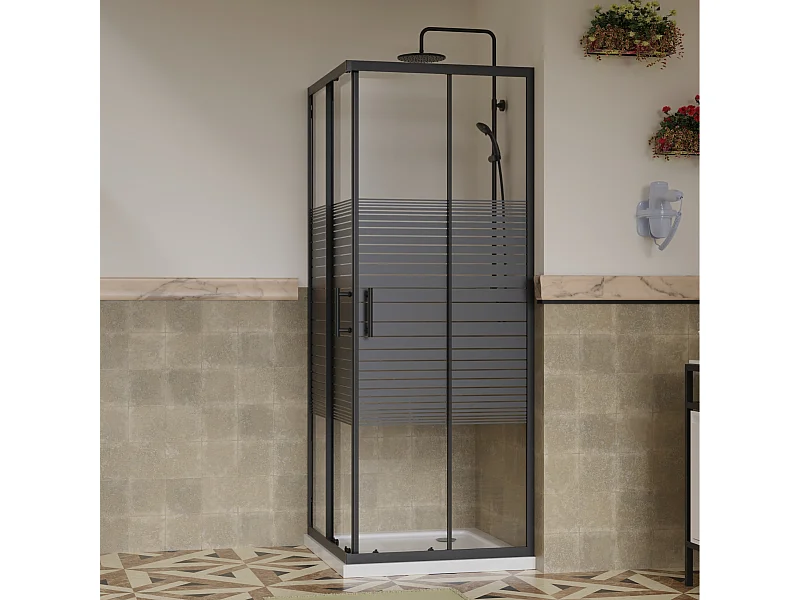 Box Doccia 70x90 Angolare Vetro Cristallo 6mm Temperato, Reversibile, Cabina Doccia Scorrevole 2 Lati