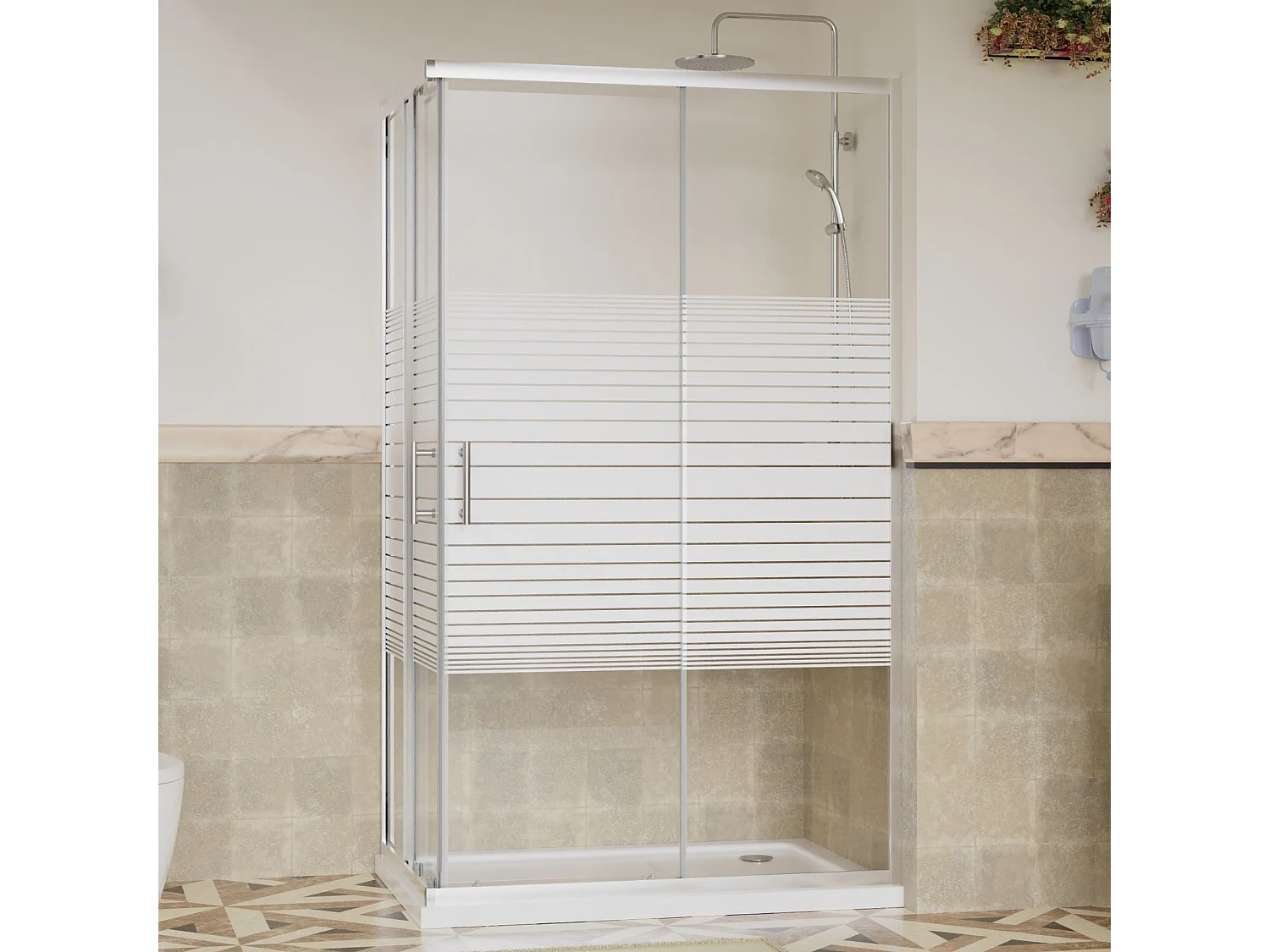 Box Doccia 80x120 Angolare Vetro Cristallo 6mm Temperato, Reversibile 2 Lati Scorrevole