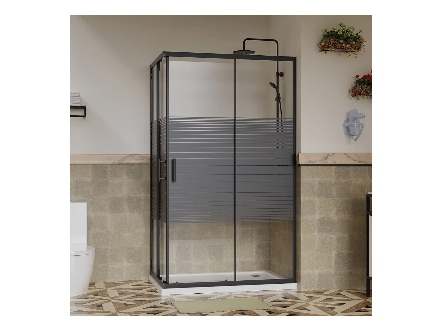 Box Doccia 80x120 Angolare Vetro Cristallo 6mm Temperato, Reversibile 2 Lati Scorrevole