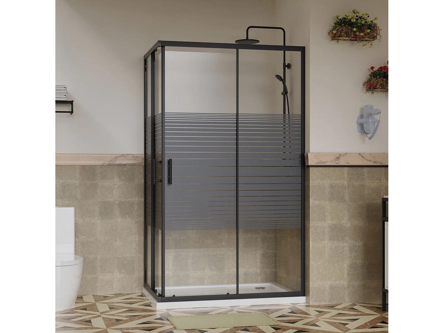 Box Doccia 80x120 Angolare Vetro Cristallo 6mm Temperato, Reversibile 2 Lati Scorrevole